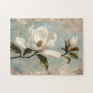 Blume des Weißen Magnolien Vintag Puzzle