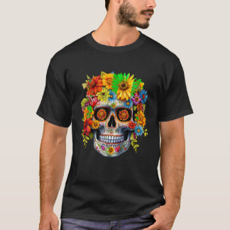 Blume des Zuckerschädels Tag der Toten Dia Muertos T-Shirt