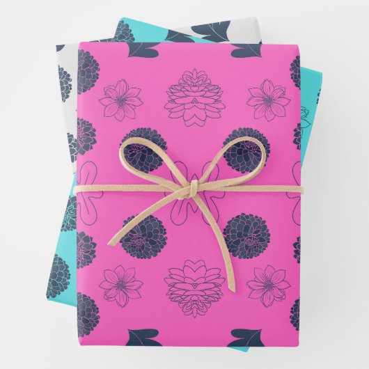 Blume Design 3 Sets Wrapper Geschenkpapier Set (Beispiel)