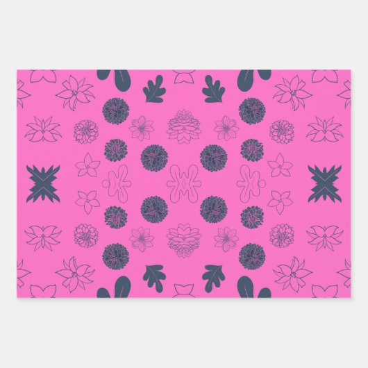 Blume Design 3 Sets Wrapper Geschenkpapier Set (Vorderseite)