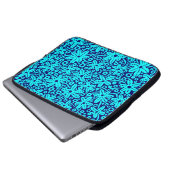 Blume Design - Cyan on Deep Navy Laptopschutzhülle (Vorne Knopf)