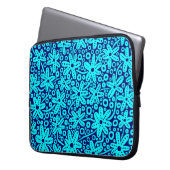 Blume Design - Cyan on Deep Navy Laptopschutzhülle (Vorderseite Links)