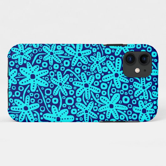 Blume Design - Cyan on Deep Navy.pdf iPhone Case (Rückseite (Horizontal))