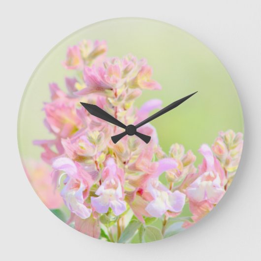 Blume-Design der Wall-Uhr Rosa Große Wanduhr (Vorderseite)