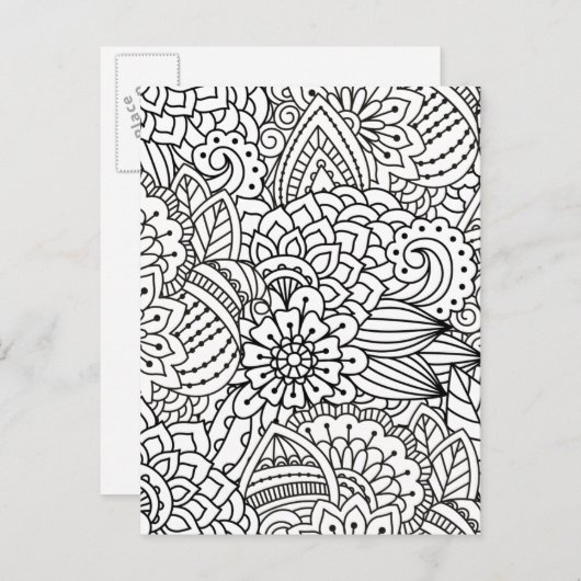 Blume Design Doodle Postkarte (Vorne/Hinten)