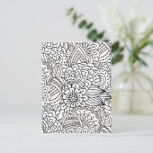 Blume Design Doodle Postkarte (Stehend Vorderseite)