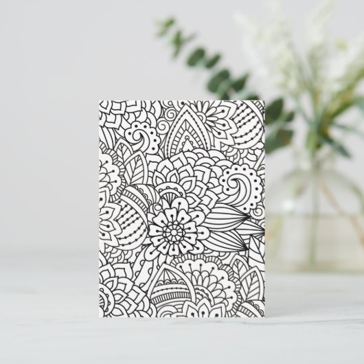 Blume Design Doodle Postkarte (Stehend Vorderseite)