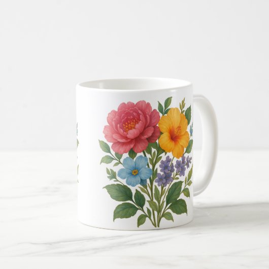 Blume-Design-Kaffee-Tasse Kaffeetasse (VorderseiteRechts)