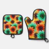 Blume Design Küche Pothalter Ofenhandschuh & Topflappen-Set (Vorderseite)