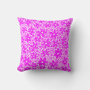 Blume Design - Magenta auf Weiß Kissen