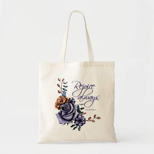 Blume Design mit Bibelziffer "Freude immer" Tragetasche (Vorne)