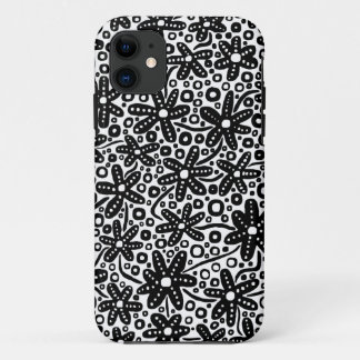 Blume Design - Schwarz auf Weiß.pdf iPhone 11 Hülle