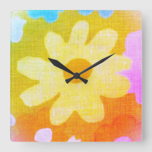 Blume-DESIGN-STIL der Wall-Uhr Quadratische Wanduhr