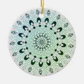 Blume-Design von grün und weiß Mandala Keramik Ornament (Vorne)