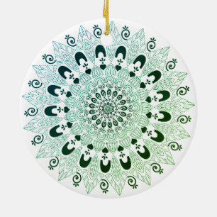Blume-Design von grün und weiß Mandala Keramik Ornament