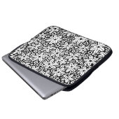 Blume Design - Weiß auf Schwarz Laptopschutzhülle (Vorne Knopf)