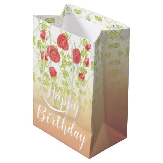 Blume-Designer drucken Mittlere Geschenktüte (Vorderseite Schrägansicht)