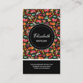 Blume Designer Farbiges Blumenmuster Visitenkarte (Rückseite)