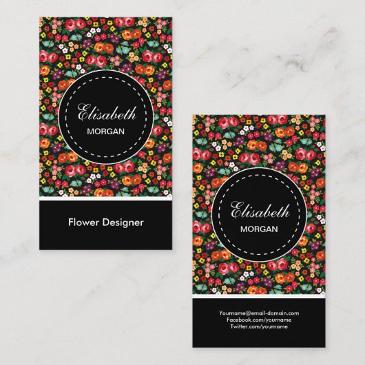 Blume Designer Farbiges Blumenmuster Visitenkarte (Vorne/Hinten)