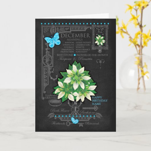 Blume Dezember Chalk Personalisierte Karte (Gelbe Blume)