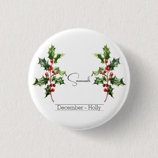 Blume Dezember Holly Button (Vorderseite)