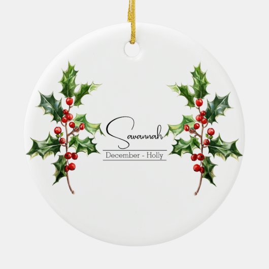 Blume Dezember Holly Keramik Ornament (Hinten)