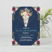 Blume Dia De Los Muertos Einladung (Stehend Vorderseite)