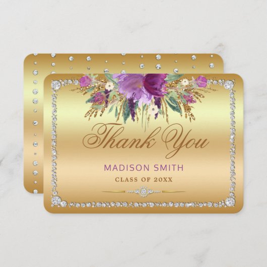 Blume Diamonds Abschluss Danke Gold Ankündigung (Vorne/Hinten)