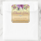 Blume Diamonds Wedding Danke Gold Quadratischer Aufkleber (Tasche)
