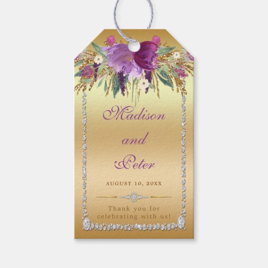 Blume Diamonds Wedding Gold Danke Geschenkanhänger (Vorderseite)