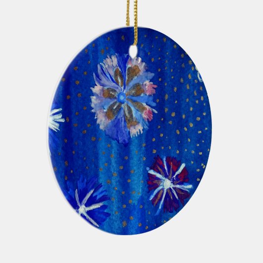 Blume, die eine blaue Circle Ornament Zeichnend (Rechts)