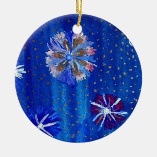 Blume, die eine blaue Circle Ornament Zeichnend (Vorne)
