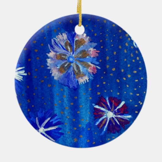 Blume, die eine blaue Circle Ornament Zeichnend (Hinten)