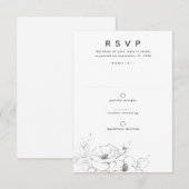 Blume, die Elegant Minimal Wedding RSVP Zeichnend Karte (Vorne/Hinten)