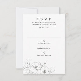 Blume, die Elegant Minimal Wedding RSVP Zeichnend Karte