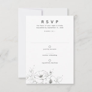 Blume, die Elegant Minimal Wedding RSVP Zeichnend Karte