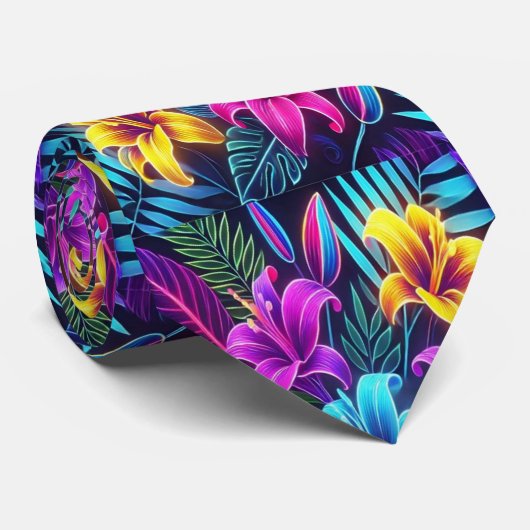 Blume, die farbenfroh in der lebendigen Lilley Ab Krawatte (Gerollt)