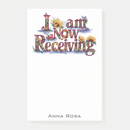 *~* Blume, DIE ICH JETZT ERHALTE AP85 Manifesting Post-it Klebezettel (Vorderseite)