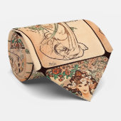 Blume - die Rose von Alphonse Mucha Krawatte (Gerollt)
