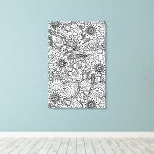 Blume Doodle 6 Leinwanddruck (Insitu (Holzboden))