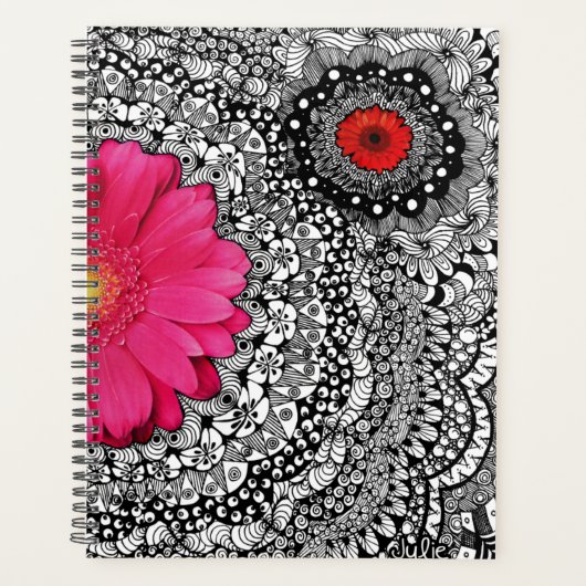Blume Doodle Art Collage Planer (Vorderseite)