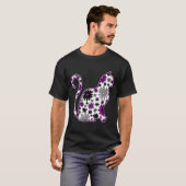 Blume-Doodle-Katze LGBTQ+-Ace-Flagge T-Shirt (Vorne ganz)