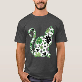 Blume doodle Katze LGBTQ+ Aro Pride Flag T-Shirt