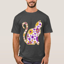 Blume-Doodle-Katze LGBTQ+-Intersex-Strichflagge T-Shirt