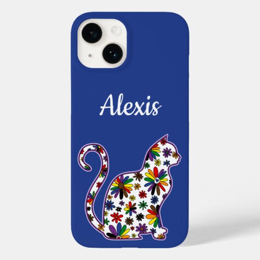 Blume-Doodle-Katze LGBTQ+-Regenbogen-POC-Stempelfl Case-Mate iPhone Hülle (Rückseite)