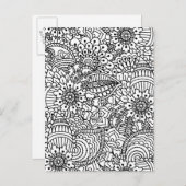 Blume Doodle Postkarte (Vorne/Hinten)