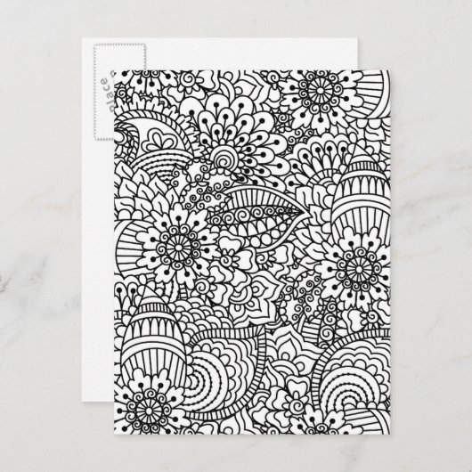 Blume Doodle Postkarte (Vorne/Hinten)