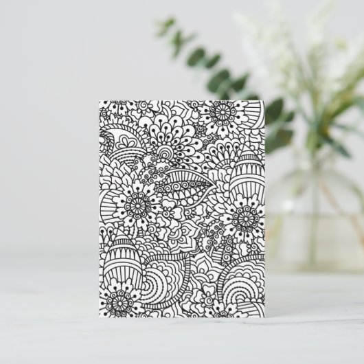 Blume Doodle Postkarte (Stehend Vorderseite)