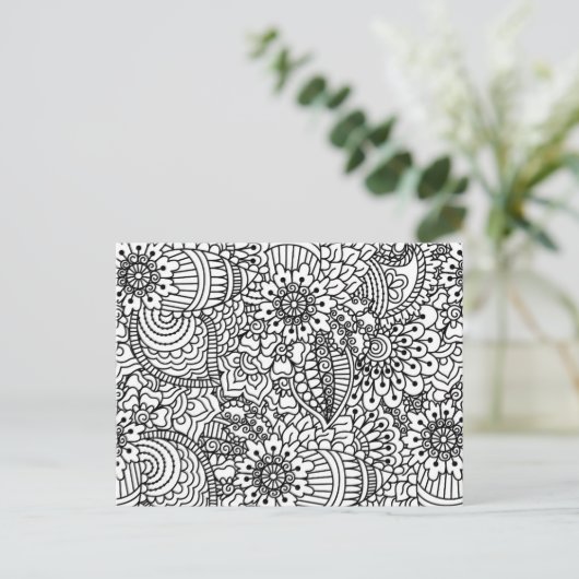 Blume Doodle Postkarte (Stehend Vorderseite)