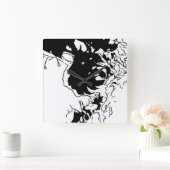 Blume Doodle Quadratische Wanduhr (Zuhause)